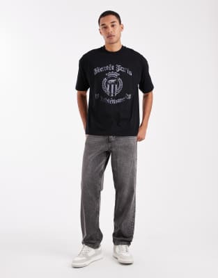 Asos Design Oversized T-shirt With City Sport Graphic In Black