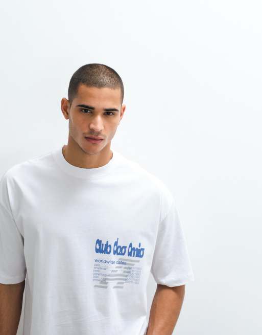 ASOS DESIGN oversized t-shirt with club graphic in white, 3 of 5