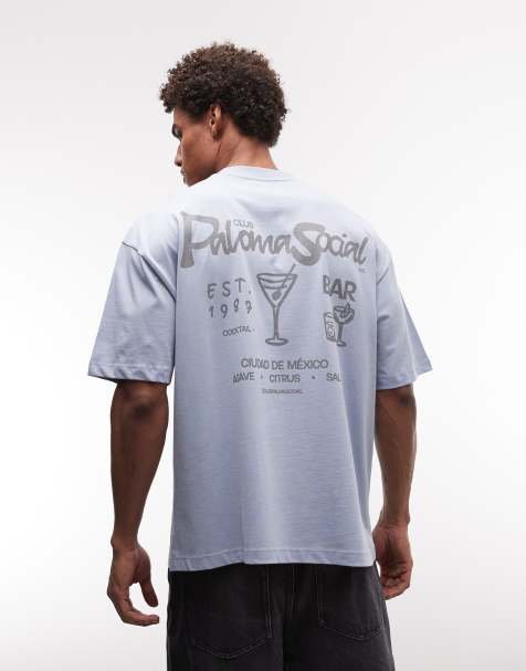 ASOS DESIGN oversized t-shirt with cocktail graphic in blue - view 1