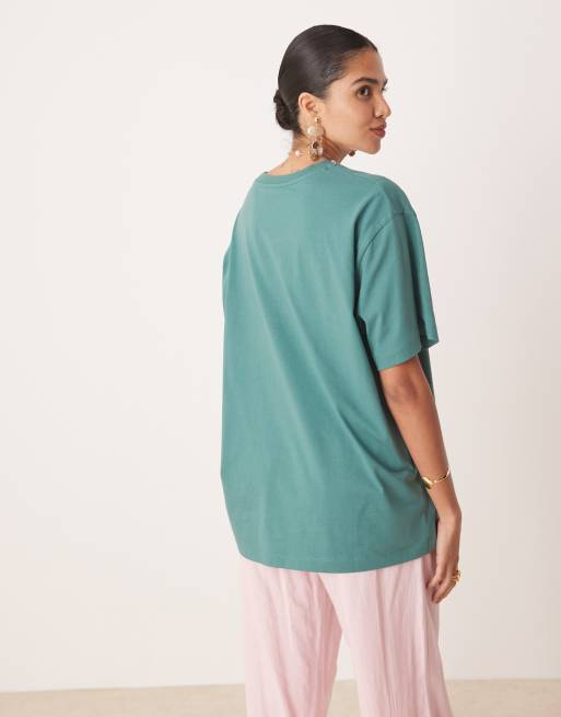 ASOS DESIGN oversized t-shirt with cocktails and sunsets graphic in green, 2 of 4