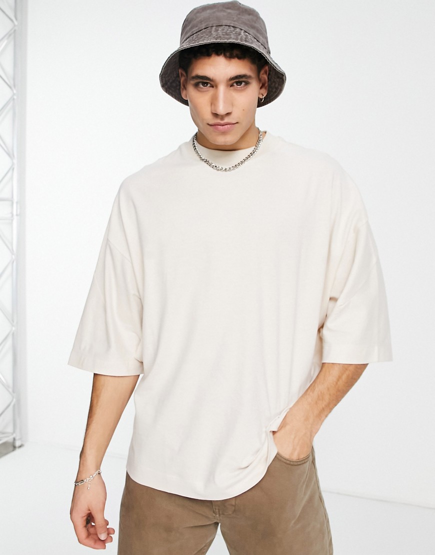 ASOS DESIGN oversized T-shirt with cocoon sleeves in stone-Neutral