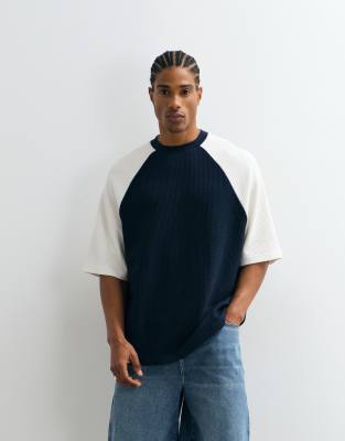 Asos Design Oversized T-shirt With Contrast Raglan In Blue
