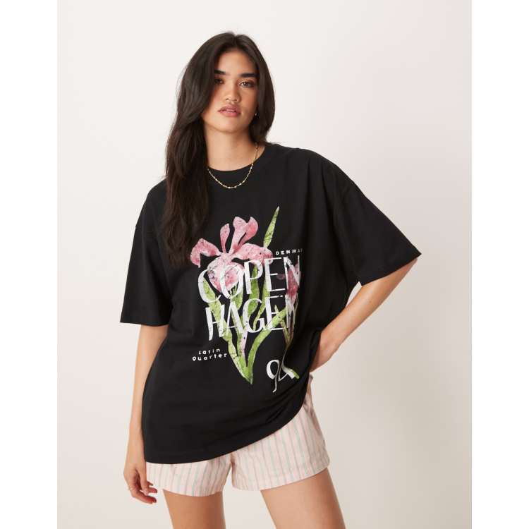 トップス theredthread s open tee heart tee black ASOS DESIGN oversized T-shirt with copenhagen graphic in