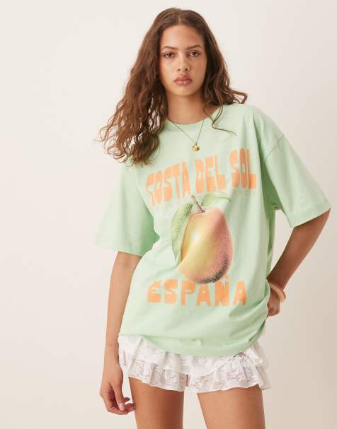 ASOS DESIGN oversized t-shirt with costa del sol graphic in green - view 1