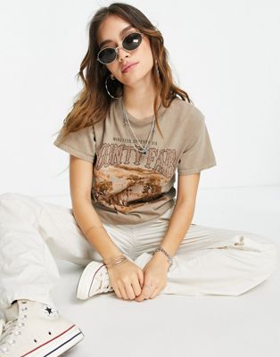 ASOS DESIGN oversized t-shirt with county fair graphic with studs in sand - ASOS Price Checker