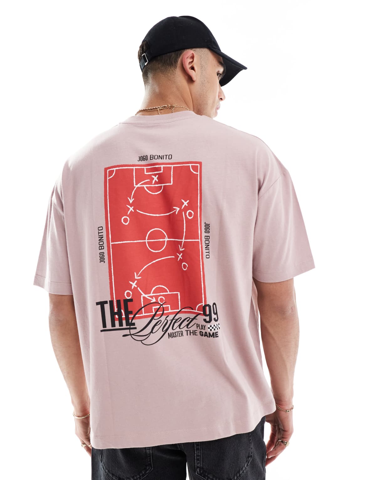 ASOS DESIGN oversized t-shirt with courtside graphic in dusty pink