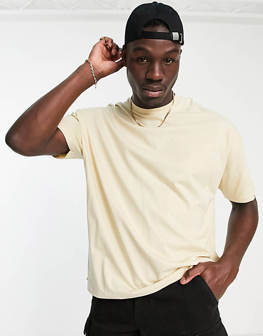 ASOS DESIGN oversized t-shirt with crew neck in beige | ASOS
