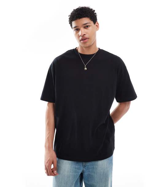 krøllet løst ristet brød Black Oversized T-Shirts for Men | ASOS