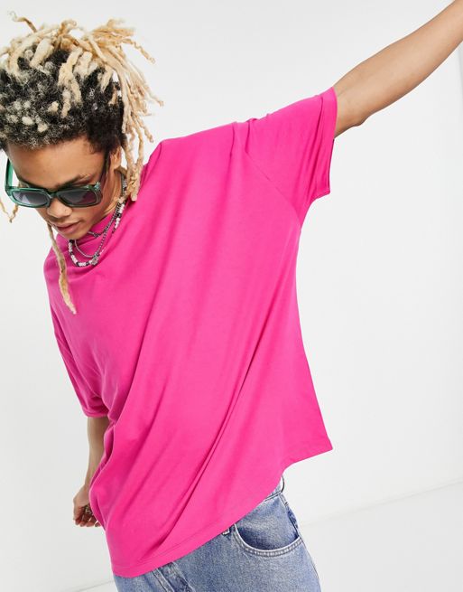 ASOS DESIGN oversized t-shirt with crew neck in bright pink