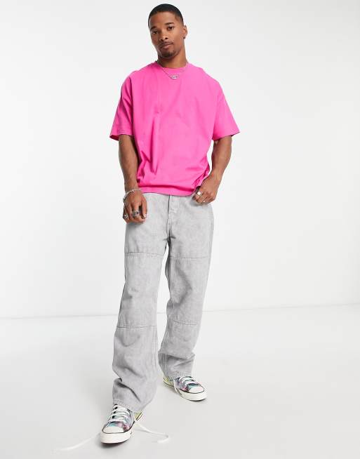 ASOS DESIGN oversized t-shirt with crew neck in bright pink