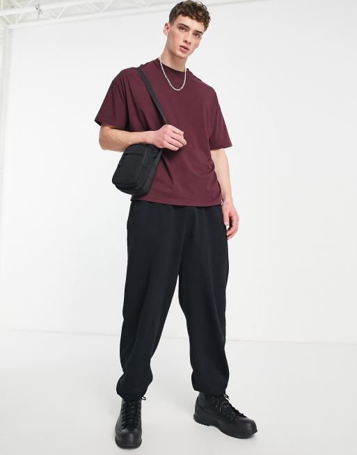 ASOS DESIGN oversized t-shirt with crew neck in burgundy