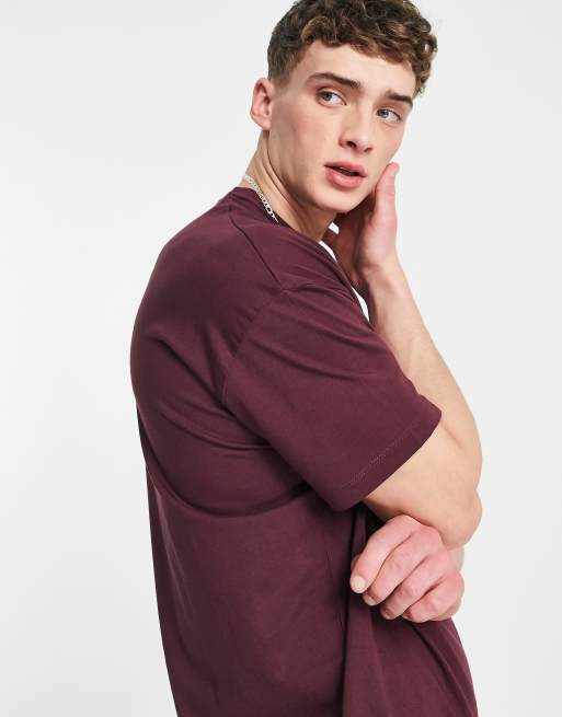 ASOS DESIGN oversized t-shirt with crew neck in burgundy