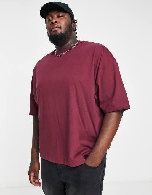 ASOS DESIGN oversized t-shirt with crew neck in burgundy