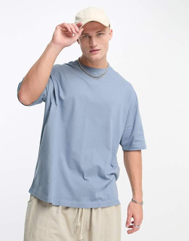 ASOS DESIGN oversized T-shirt with crew neck in gray blue