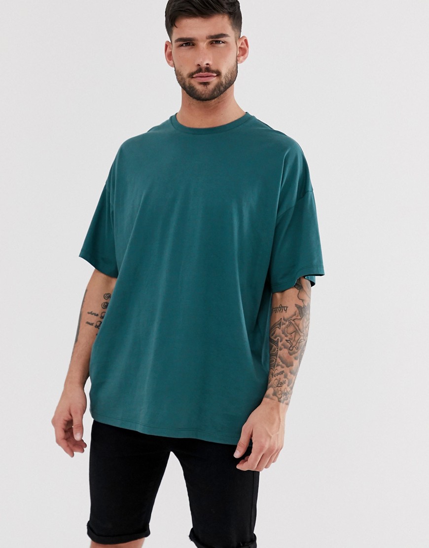 ASOS DESIGN oversized t-shirt with crew neck in green