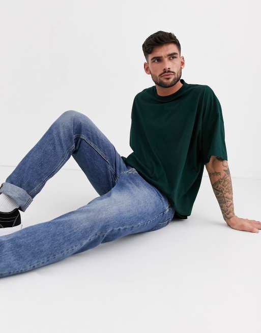 ASOS DESIGN oversized t-shirt with crew neck in green