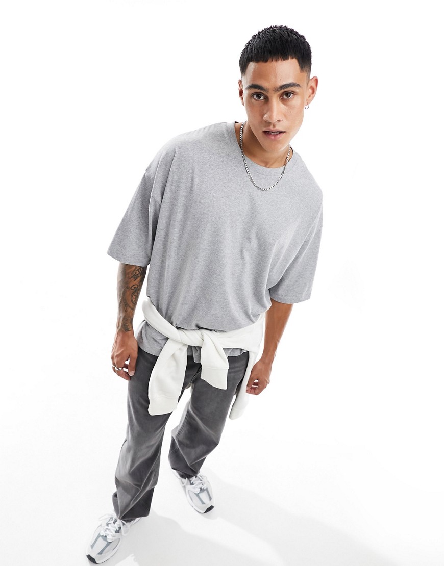 ASOS DESIGN oversized t-shirt with crew neck in grey marl