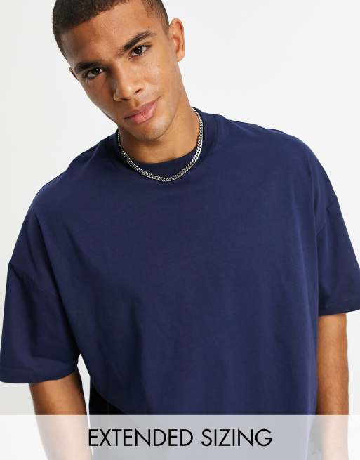 ASOS DESIGN oversized t shirt with crew neck in navy NAVY