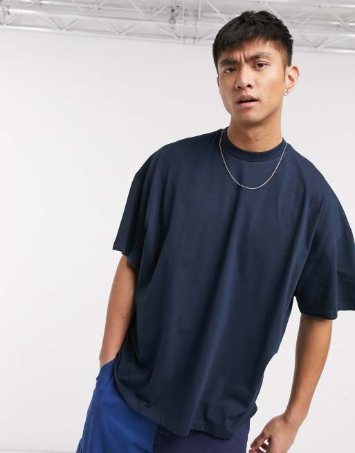 ASOS DESIGN oversized t-shirt with crew neck in navy