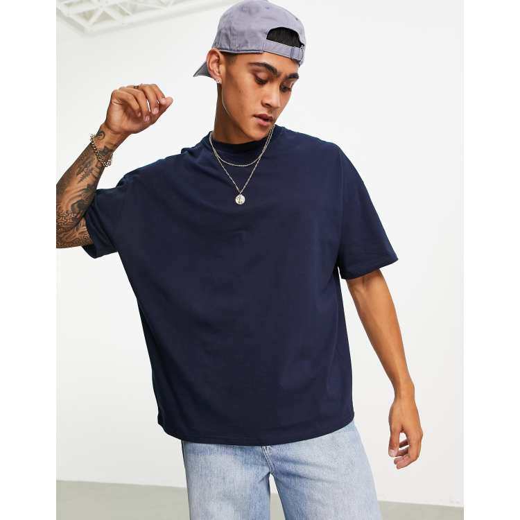 ASOS DESIGN oversized t-shirt with crew neck in navy | ASOS