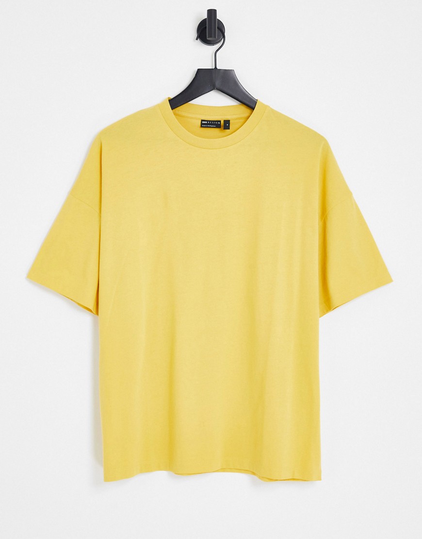 ASOS DESIGN oversized T-shirt with crew neck in ochre-Yellow