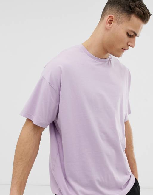 ASOS DESIGN oversized t-shirt in purple cotton with front and back flower  print - PURPLE