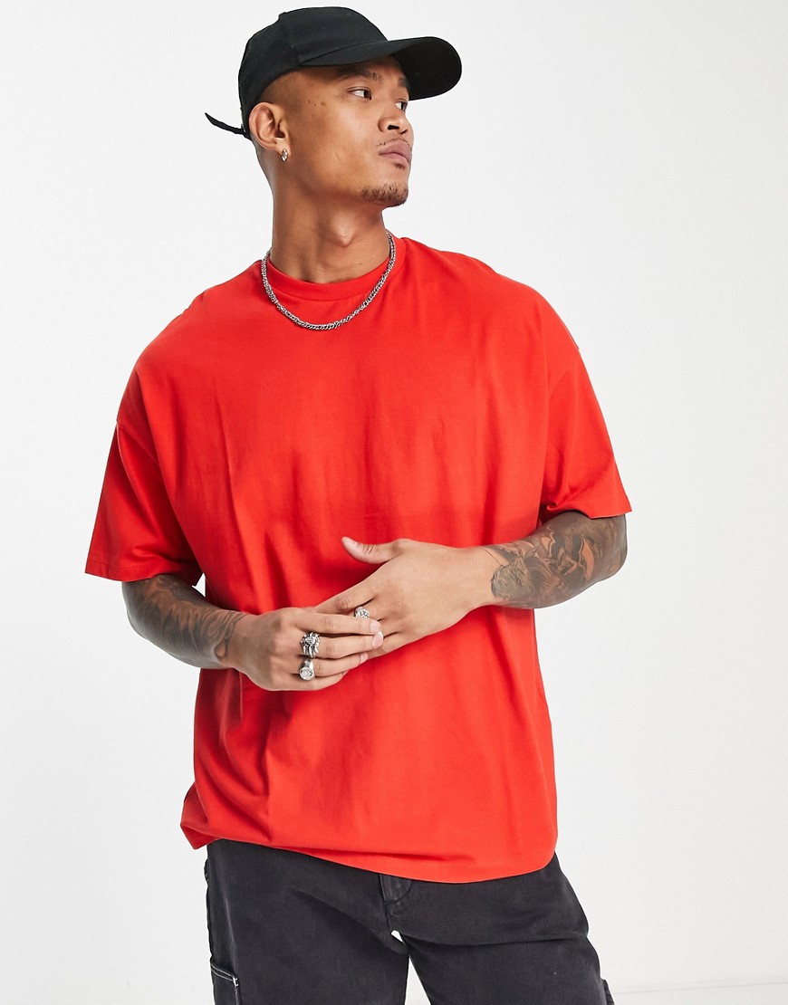 ASOS DESIGN oversized t-shirt with crew neck in red