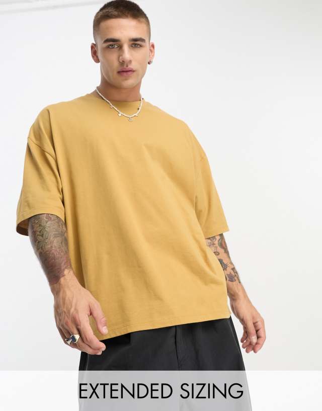 ASOS DESIGN oversized T-shirt with crew neck in tan