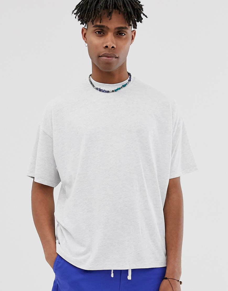 ASOS DESIGN oversized t-shirt with crew neck in white marl-Grey