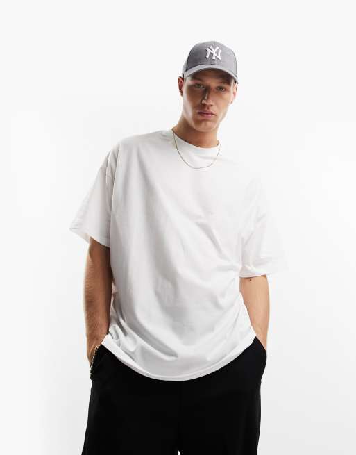 ASOS DESIGN oversized baseball jersey shirt in white - WHITE