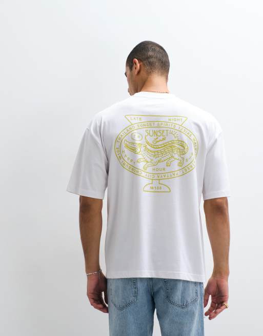 ASOS DESIGN oversized t-shirt with crocodile back print in white, 3 of 5