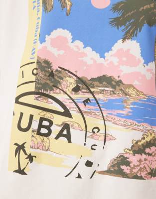 Asos Design Oversized T-shirt With Cuba Graphic