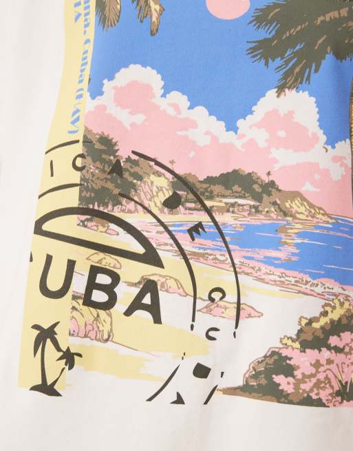 ASOS DESIGN oversized t-shirt with cuba graphic in white