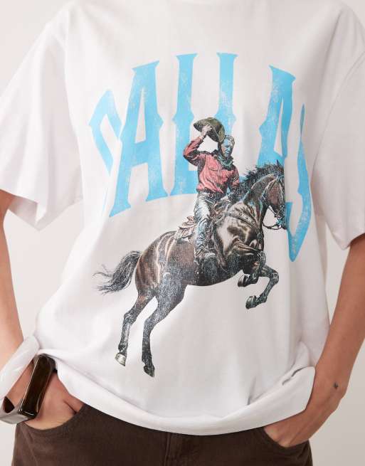 ASOS DESIGN oversized t-shirt with Dallas rodeo graphic in white, 3 of 4