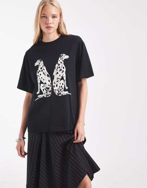ASOS DESIGN oversized T-shirt with Dalmatian graphic in black - view 1