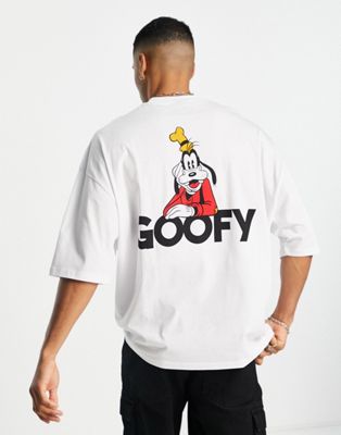 ASOS DESIGN oversized t-shirt with Disney Goofy print in white