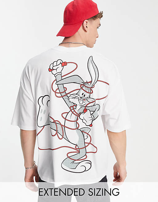 ASOS DESIGN oversized T-shirt with Disney Looney Tunes prints in white |  ASOS