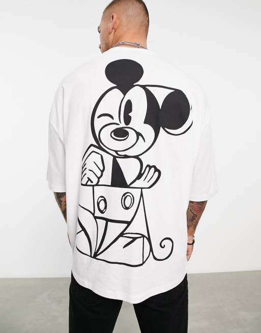 ASOS DESIGN oversized T-shirt with Disney Mickey Mouse print in ecru