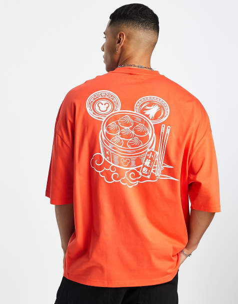 ASOS DESIGN oversized t-shirt with Disney Mickey Mouse print in red - view 1