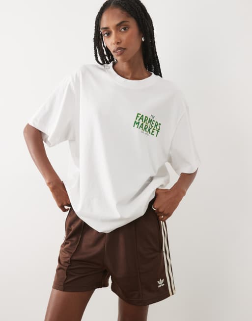 ASOS DESIGN oversized T-shirt with distressed farmers market graphic in white, 4 of 4