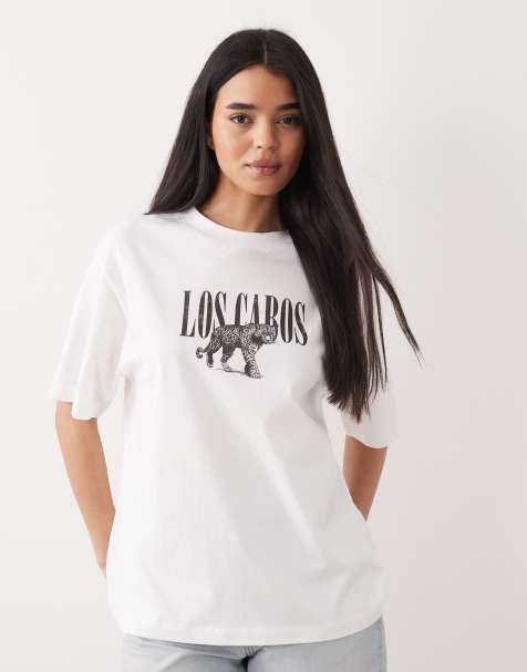 ASOS DESIGN oversized T-shirt with distressed Los Cabos graphic in cream - view 1