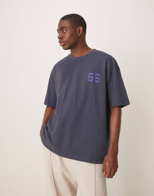 ASOS DESIGN oversized T-shirt with dragon graphic in navy