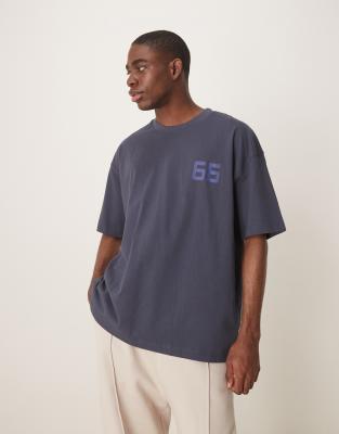 ASOS DESIGN oversized T-shirt with dragon graphic in navy