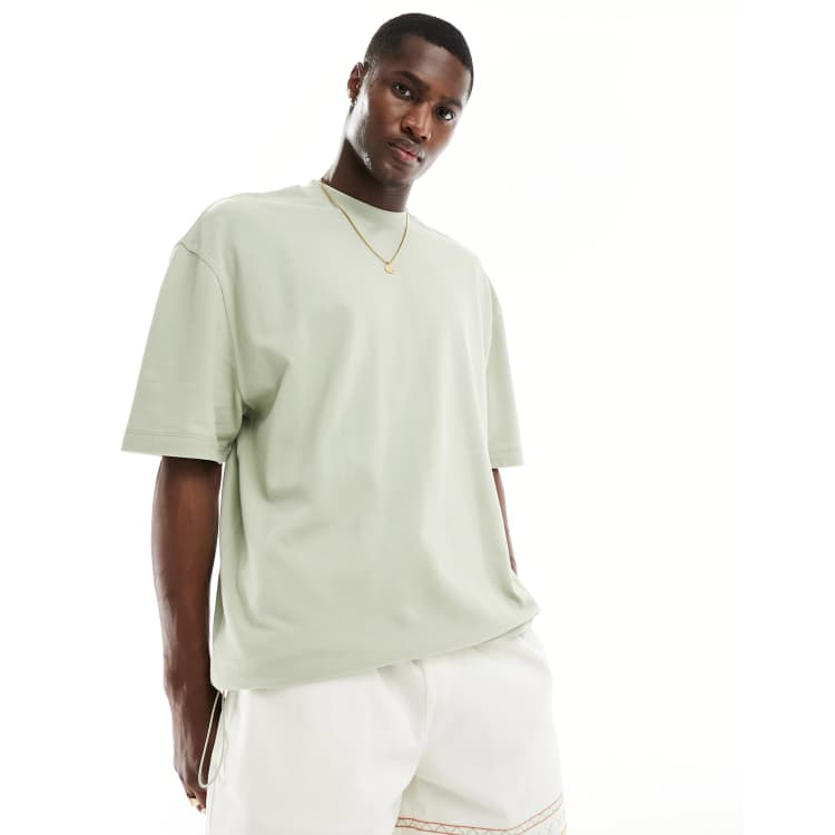 ASOS DESIGN oversized t-shirt with drawstring hem in light
