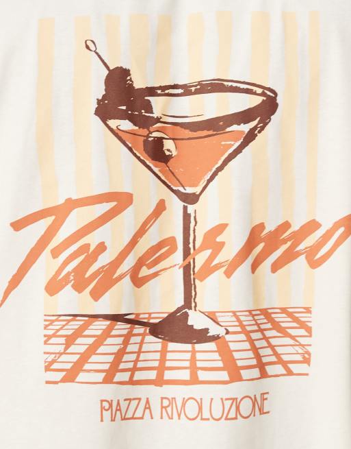 ASOS DESIGN oversized t-shirt with drinks graphic in cream , 3 of 4