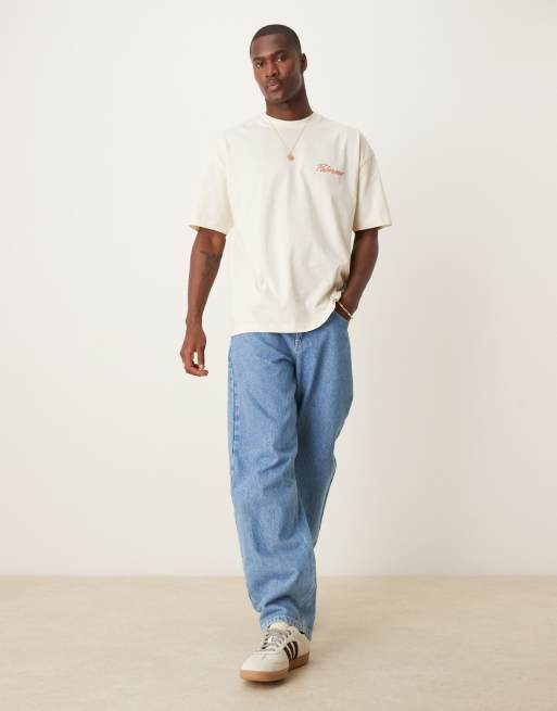 ASOS DESIGN oversized t-shirt with drinks graphic in cream , 4 of 4