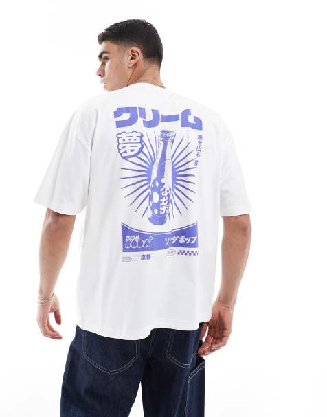 ASOS DESIGN oversized t-shirt with drinks graphic in white - view 1