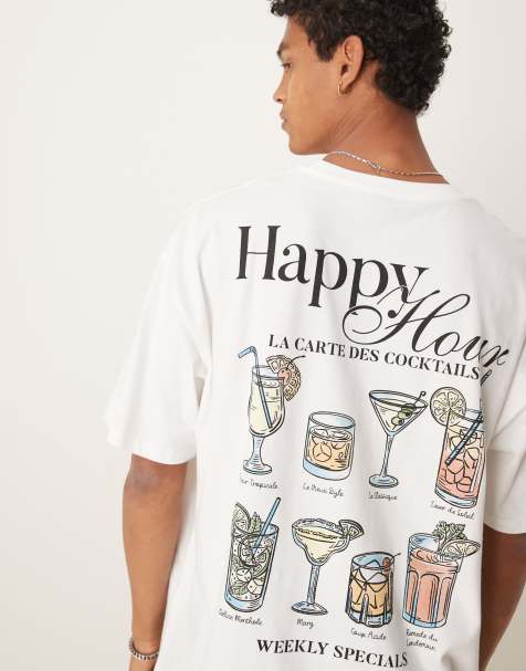 ASOS DESIGN oversized t-shirt with drinks graphic in white - view 1