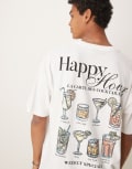 [ASOS DESIGN] ASOS DESIGN oversized t-shirt with drinks graphic in white M WHITE