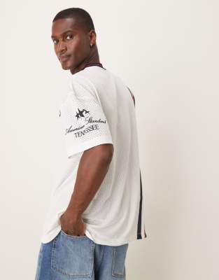 Asos Design Oversized T-shirt With Dropped Shoulder And Sports Graphic In Gray